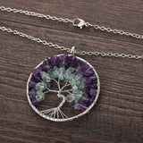 Crystal Gravel Amethyst Fluorite Tree Of Life Choker Necklace