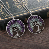 Crystal Gravel Amethyst Fluorite Tree Of Life Choker Necklace