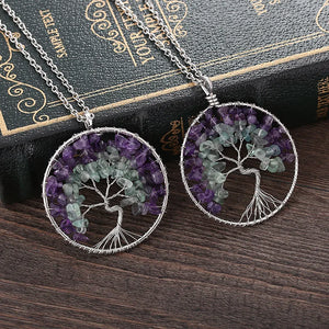Crystal Gravel Amethyst Fluorite Tree Of Life Choker