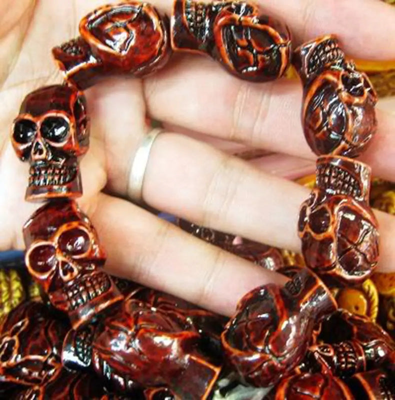 Rock Skull Bead Biker Bracelet Bangel Adjustable Rope
