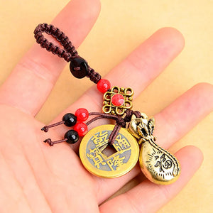 Brass Money Bag Keychain Pendant Ancient Coins Car Key Chain