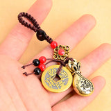 Brass Money Bag Keychain Pendant Ancient Coins Car Key Chain