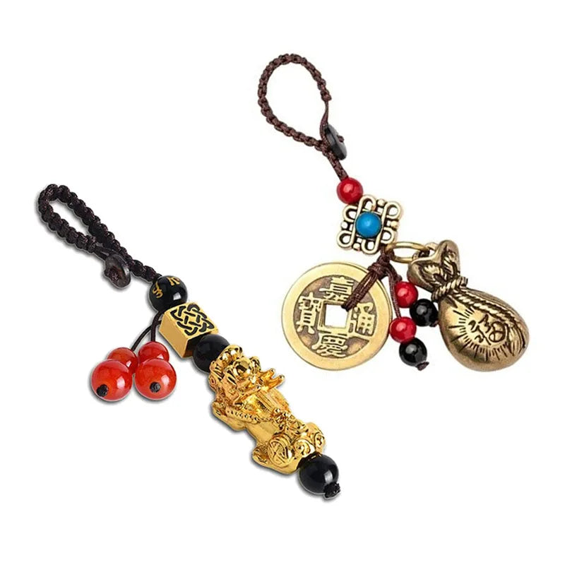 Brass Money Bag Keychain Pendant Ancient Coins Car Key Chain