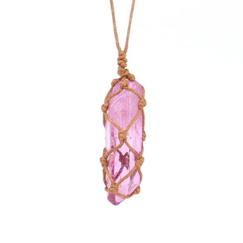 Crystal Column Pendant Necklace Reiki Healing