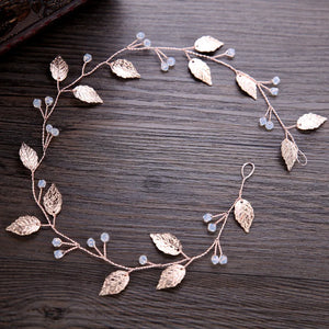 Rose Leaf Crystal Bride Headband Bridal Headpiece