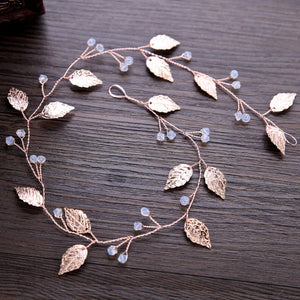 Rose Leaf Crystal Bride Headband Bridal Headpiece