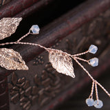Rose Leaf Crystal Bride Headband Bridal Headpiece