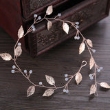 Rose Leaf Crystal Bride Headband Bridal Headpiece
