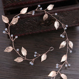 Rose Leaf Crystal Bride Headband Bridal Headpiece