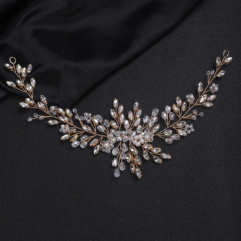 Rose Silver Headbands Crystal Wedding Hair Accessories Rhinestone Headpiece Hair