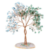 Rose Quartz & Aquamarine Crystal Tree With Agate Slice Base Feng Shui Home Decor