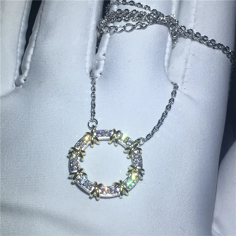 Round AAAAA Zircon CZ 925 Silver Pendant for Wedding