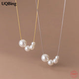 Round Synthetic Pearl Choker Necklace 925 Sterling Silver