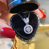 Round Diamond Pendant 925 Sterling Silver Charm Necklace