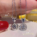 Round Diamond Pendant 925 Sterling Silver Charm Necklace