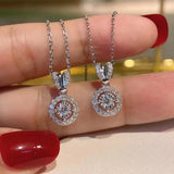 Round Diamond Pendant 925 Sterling Silver Charm Necklace