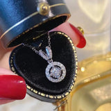 Round Diamond Pendant 925 Sterling Silver Charm Necklace