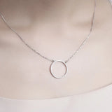 Round Hollow Diamond Necklace 925 Sterling Silver Engagement Pendant