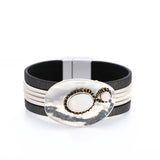 Leather Wrap Bracelet Women Magnetic Buckle Cuff HOT