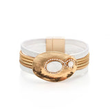 Leather Wrap Bracelet Women Magnetic Buckle Cuff HOT