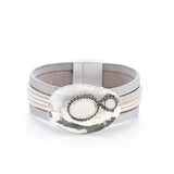 Leather Wrap Bracelet Women Magnetic Buckle Cuff HOT