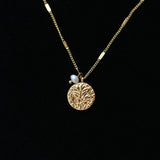 Round Freshwater Pearls Pendant Necklace Waterproof 18K Plated Jewelry