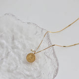 Round Freshwater Pearls Pendant Necklace Waterproof 18K Plated Jewelry