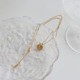 Round Freshwater Pearls Pendant Necklace Waterproof 18K Plated Jewelry