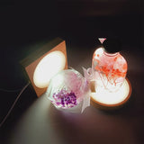 Wooden LED Night Light Dispaly Base for 3D Crystal Glass Resin Art Ornaments