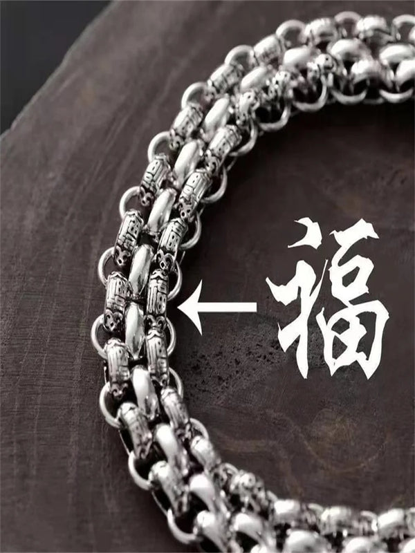 S925 Silver Bracelet Men's Retro Domineering Bangle