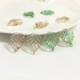 Sparkling Glass Leaf Pendant DIY Hairpin Hosta Flower Hair Earring Bracelet