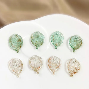 Sparkling Glass Leaf Pendant DIY Hairpin Hosta Flower Hair Earring Bracelet