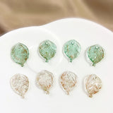 Sparkling Glass Leaf Pendant DIY Hairpin Hosta Flower Hair Earring Bracelet