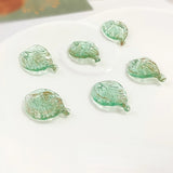 Sparkling Glass Leaf Pendant DIY Hairpin Hosta Flower Hair Earring Bracelet
