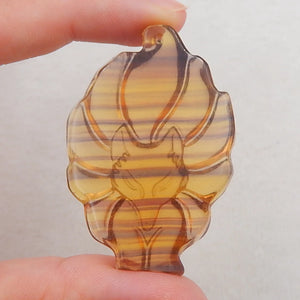 Carved Rainbow Fluorite Fox Pendant for Jewelry Making
