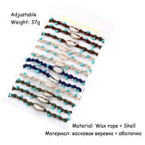 Shell Charm Bracelet Bohemian Beach Jewelry Adjustable Braided Rope Chain