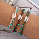 Shell Charm Bracelet Bohemian Beach Jewelry Adjustable Braided Rope Chain