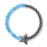 Moonstone Opal Beads Bracelet with Butterfly Charm