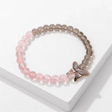 Moonstone Opal Beads Bracelet with Butterfly Charm