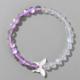Moonstone Opal Beads Bracelet with Butterfly Charm