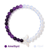 Moonstone Opal Beads Bracelet with Butterfly Charm