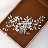 Silver Bride Comb Pearl Rhinestone Hair Ornaments Bridal Wedding Headpieces