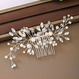 Silver Bride Comb Pearl Rhinestone Hair Ornaments Bridal Wedding Headpieces