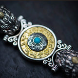 Silver Double Pixiu Nine Palace Bracelet Chinese Style Retro Couple Gift