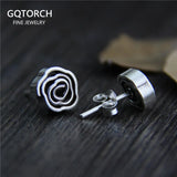 Silver Rose Flowers Stud Earrings S925 Sterling Silver Vintage Jewelry