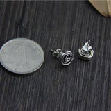 Silver Rose Flowers Stud Earrings S925 Sterling Silver Vintage Jewelry