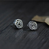 Silver Rose Flowers Stud Earrings S925 Sterling Silver Vintage Jewelry