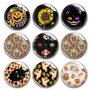Skull Bat Halloween Party Witch Cat Glass Cabochons