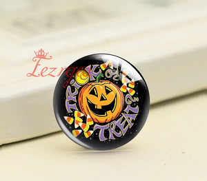 Skull Bat Halloween Party Witch Cat Glass Cabochons