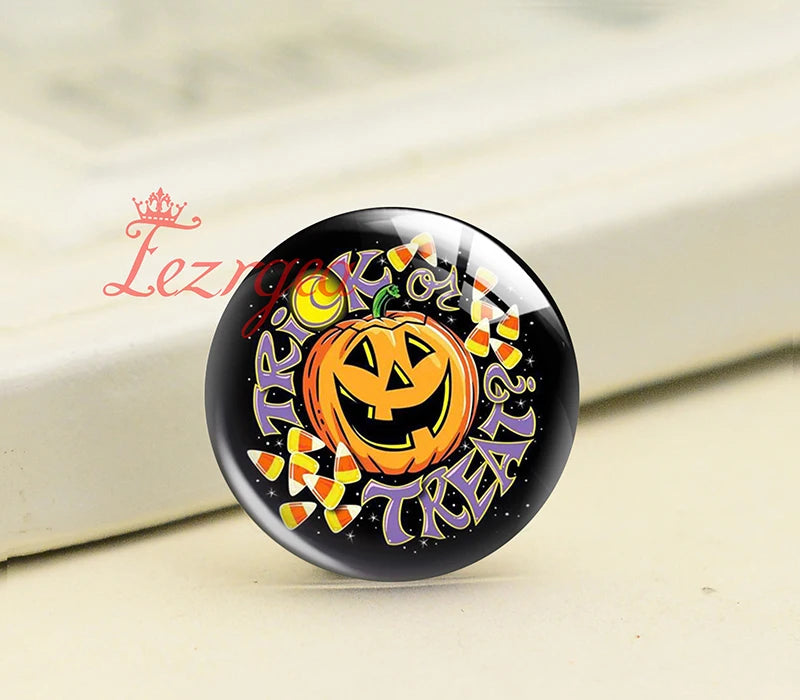 Skull Bat Halloween Party Witch Cat Glass Cabochons